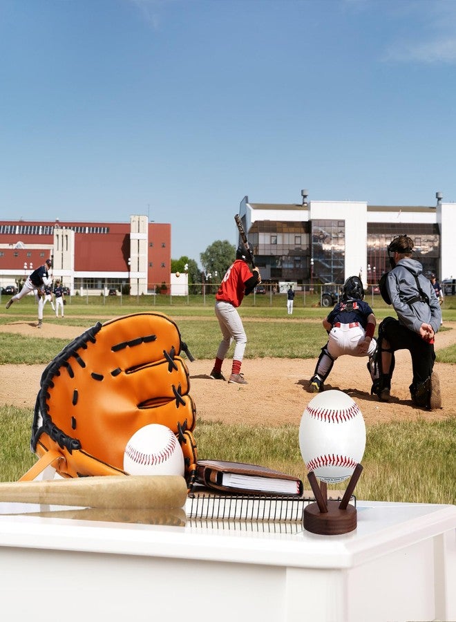 GUSHBIN Softball Holder Wooden Baseball Display Stand for Collector, Baseball Holder Small Sport Ball Display Rack for Softball Tennis Spheres,2 Inches Tall - Image 5